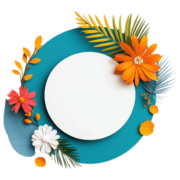 Free Isolated on Transparent Background, Bright flowers and vibrant leaves create beautiful frame for your creative ideas png
