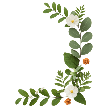 Free Isolated on Transparent Background, beautiful arrangement of flowers and leaves creates lovely frame for any design png