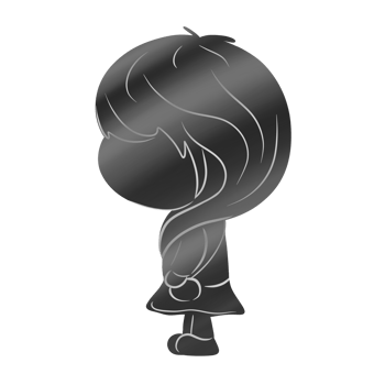 Little girl in long hair and skirt side view metal silhouette png