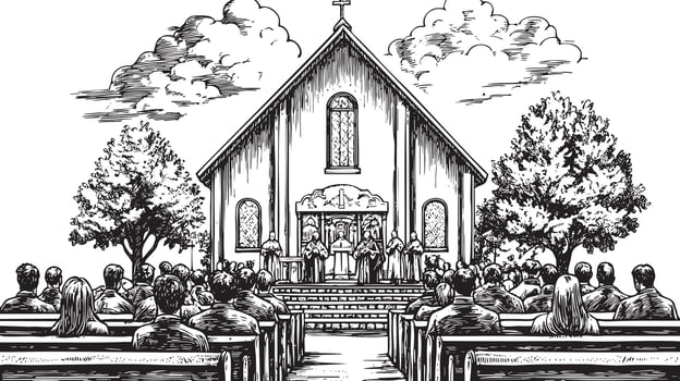 Church wedding ceremony illustration vector
