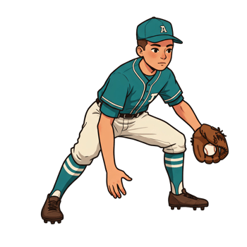Baseball Batter in Action Cartoon Style png
