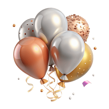 beautiful creative Anniversary Balloons with Ribbon Transparent for Celebration Graphics premium png