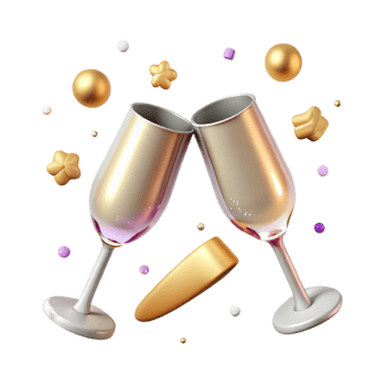 magnificent vintage Anniversary Champagne Flutes Isolated for Celebration Designs authentic png