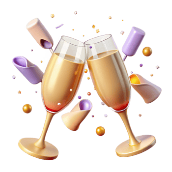 elegant traditional Anniversary Champagne Flutes Isolated for Celebration Designs png