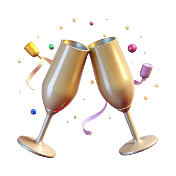 beautiful contemporary Anniversary Champagne Flutes Isolated for Celebration Designs high quality png