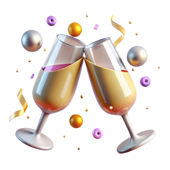 extraordinary minimalist Anniversary Champagne Glasses Clinking Transparent detailed png