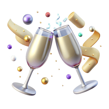 impressive vintage Anniversary Champagne Glasses Clinking Transparent premium png