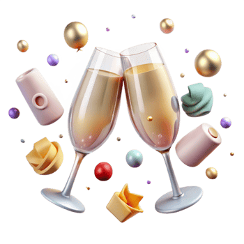 magnificent modern Anniversary Champagne Glasses Transparent for Celebration Toasts png
