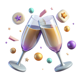 vibrant vintage Anniversary Champagne Glasses Transparent for Celebration Toasts professional png