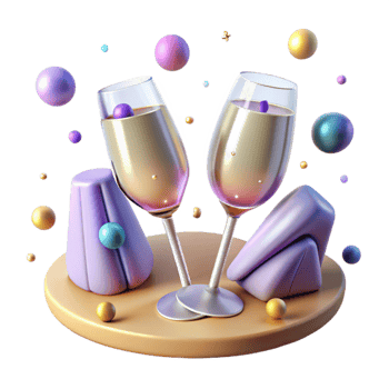 extraordinary modern Anniversary Champagne Glasses Toasting Isolated professional png