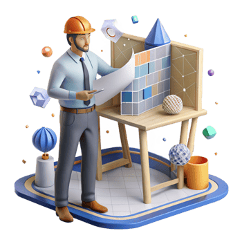 elegant abstract Architect Designing Building Blueprint Transparent high quality png