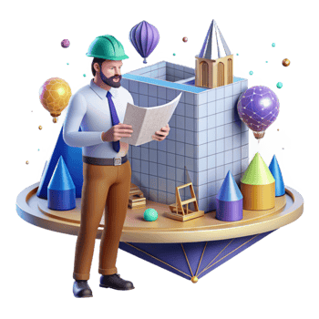 vibrant modern Architect Designing Building Blueprint Transparent original png