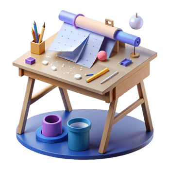 elegant minimalist Architect Drafting Table Blueprint Cutout png
