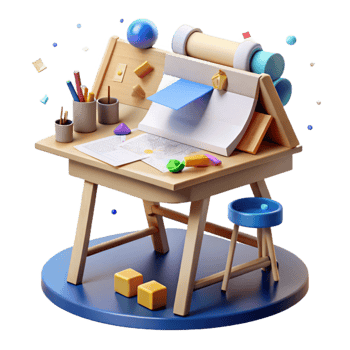 vibrant contemporary Architect Drafting Table Blueprint Cutout genuine png