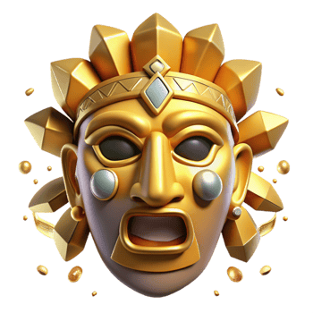 dramatic minimalist Aztec Gold Mask Isolated for Pre Columbian Art high quality png