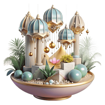 elegant vintage Babylonian Hanging Gardens Transparent for Ancient Architecture png