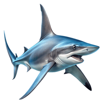 A Stunning Closeup of a Blue Shark Swimming in the Ocean Depths png