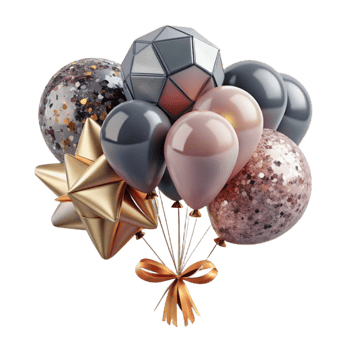 elegant modern Balloon Bunch Tied Ribbon Isolated for Party Supplies genuine png