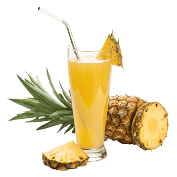 Refreshing Glass of Pineapple Juice with Fresh Pineapple Slices and a Straw png
