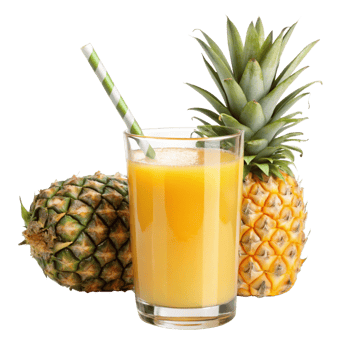 Refreshing Glass of Pineapple Juice with Two Pineapples png