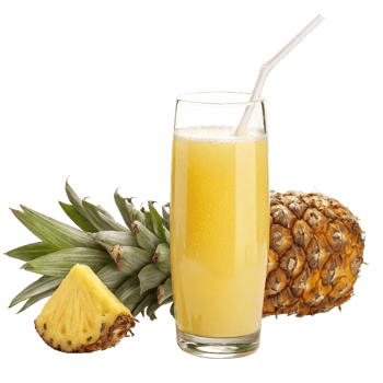 Refreshing Pineapple Juice in a Glass with Fresh Pineapple Slice and Whole Fruit png