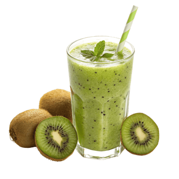 Refreshing Kiwi Smoothie with Mint Garnish in Glass png