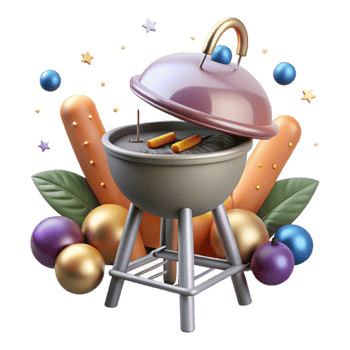 beautiful vintage Barbecue Grill Outdoor Cooking Cutout for Summer Party Invitations detailed png
