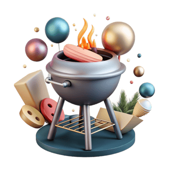 magnificent rustic Barbecue Grill Outdoor Cooking Cutout for Summer Party Invitations detailed png