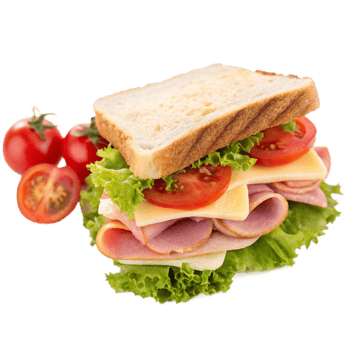 A Ham and Cheese Sandwich with Fresh Tomatoes and Lettuce png