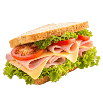 A Delicious Ham and Cheese Sandwich with Fresh Lettuce and Tomato png