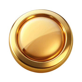 golden glossy button is isolated on transparent background png
