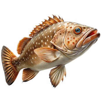 Closeup of a Stunning Grouper Fish with Brown and Orange Spots png