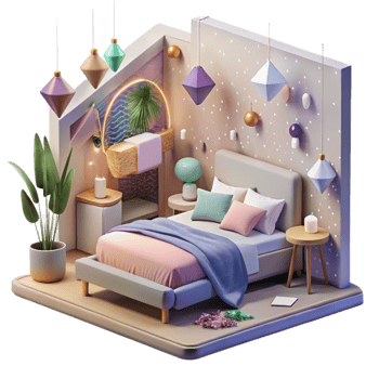vibrant classic Bedroom Interior Cozy Minimalist Design Transparent premium png