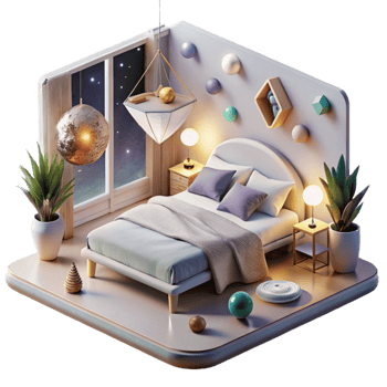 serene creative Bedroom Interior Cozy Minimalist Design Transparent detailed png