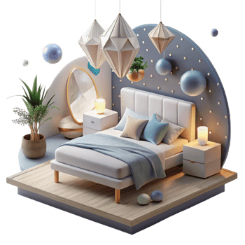 impressive creative Bedroom Interior Cozy Minimalist Design Transparent png