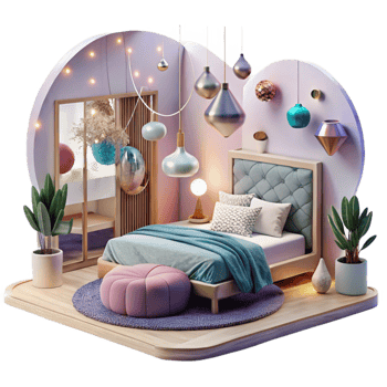 beautiful rustic Bedroom Interior Cozy Minimalist Design Transparent detailed png