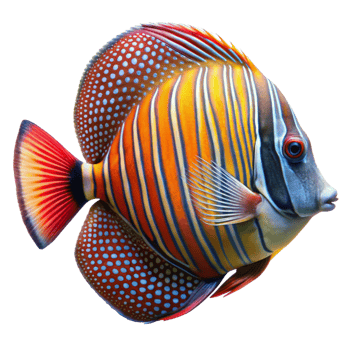 Stunning Vibrant Red and Orange Spotted Mandarin Fish with Blue Accents png