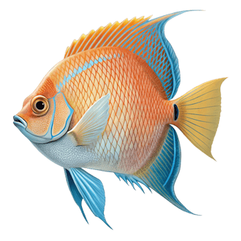 Vibrant Orange and Blue Angelfish Detailed Illustration png