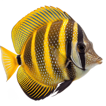 Stunning Yellow and Black Spotted Fish with Striking Dorsal Fin png