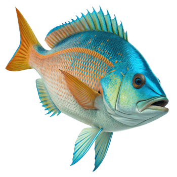 Vibrant Blue and Orange Fish Detailed 3D Render Stunning Aquatic Life Ocean Creature png
