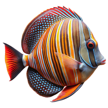 Strikingly Beautiful Red and Orange Fish with Blue Spots Vibrant Marine Life Underwater Wildlife png