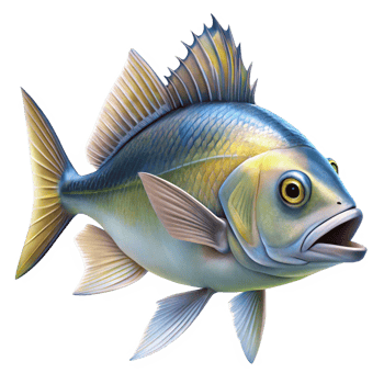 Stunning Illustration of a Yellowtail Fish with Vibrant Colors and Detailed Fins png