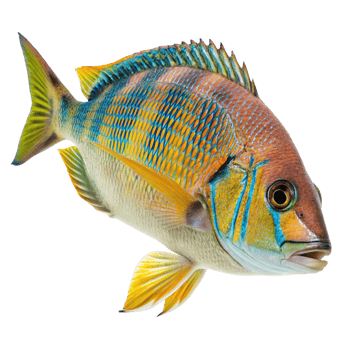 Vibrant and Colorful Tropical Fish with Striking Yellow and Blue Scales png