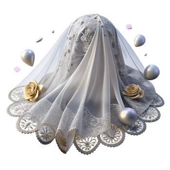dramatic artistic Bridal Veil Lace Detail Isolated for Wedding Design Projects premium png