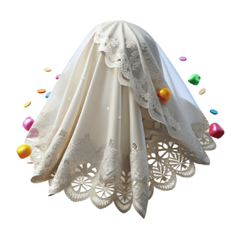 serene minimalist Bridal Veil Lace Embroidery Isolated for Wedding Accessories high resolution png