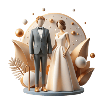 magnificent creative Bride and Groom Silhouette Cutout for Wedding Invitations professional png