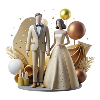 elegant modern Bride and Groom Silhouette Cutout for Wedding Invitations genuine png
