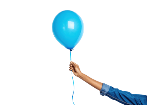 hand holding blue balloon against transparency background, symbolizing celebration and joy png