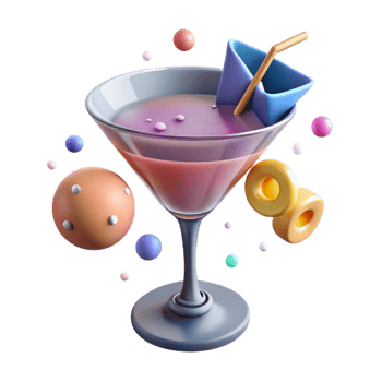 serene modern Cocktail Glass Cutout with Umbrella for Summer Parties professional png