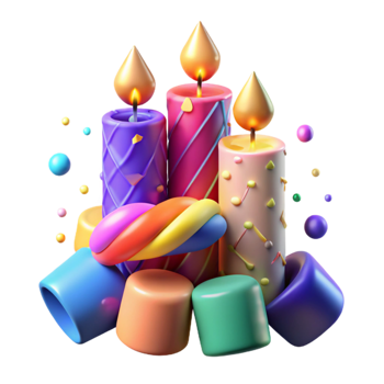 serene traditional Colorful Birthday Candle Set Transparent for Party Supplies high resolution png